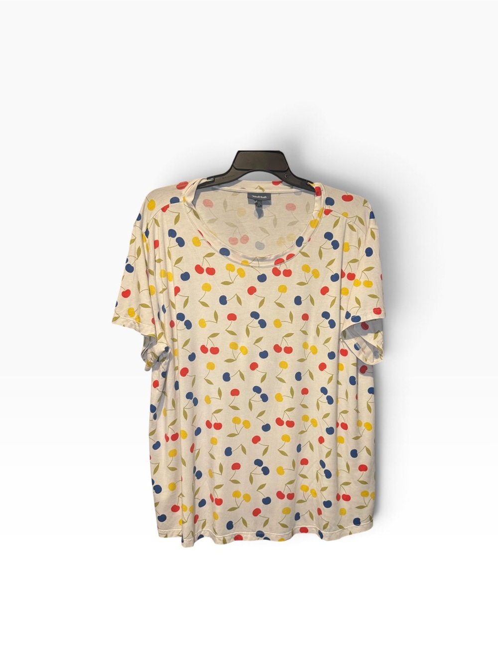 Modcloth Cream Short-Sleeve Tee with Red, Blue, and Yellow Cherry Print